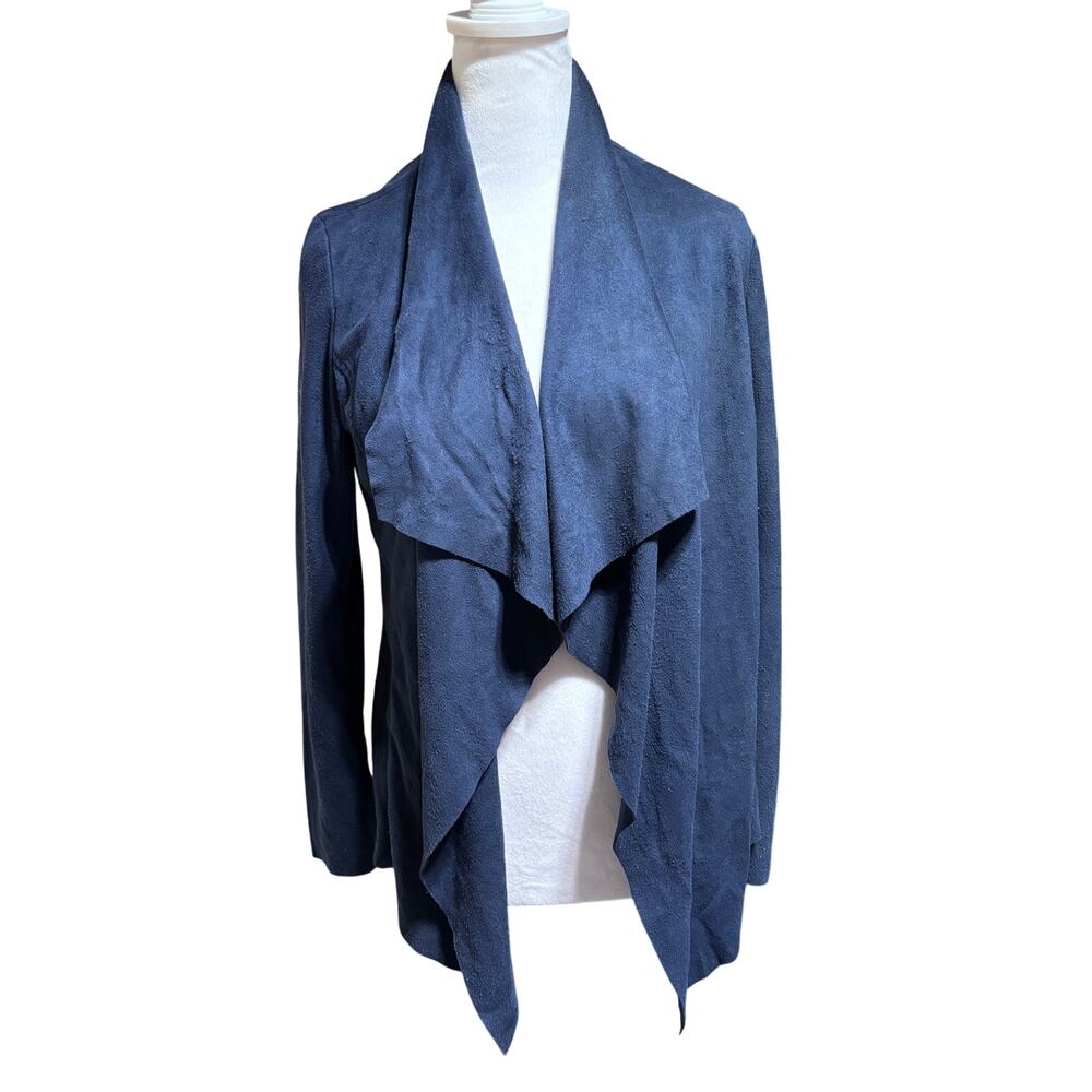 Jules & Leopold Womens M Navy Blue Suede Waterfall Collar Lightweight Jacket